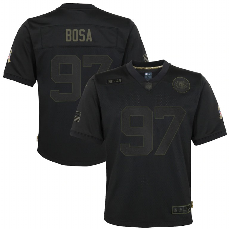 NFL San Francisco 49ers #97 Nick Bosa Nike Youth 2020 Salute to Service Game  Black jerseys